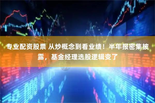 专业配资股票 从炒概念到看业绩！半年报密集披露，基金经理选股逻辑变了